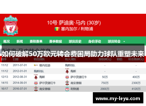 如何破解50万欧元转会费困局助力球队重塑未来