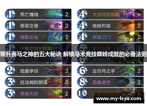 晋升赛马之神的五大秘诀 解锁马术竞技巅峰成就的必备法则